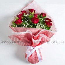 9 lu kırmızı gül buketi